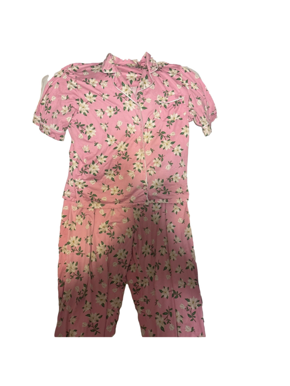 Drape James Soft Pink Floral Short Sleeve Pajamas Size Large
